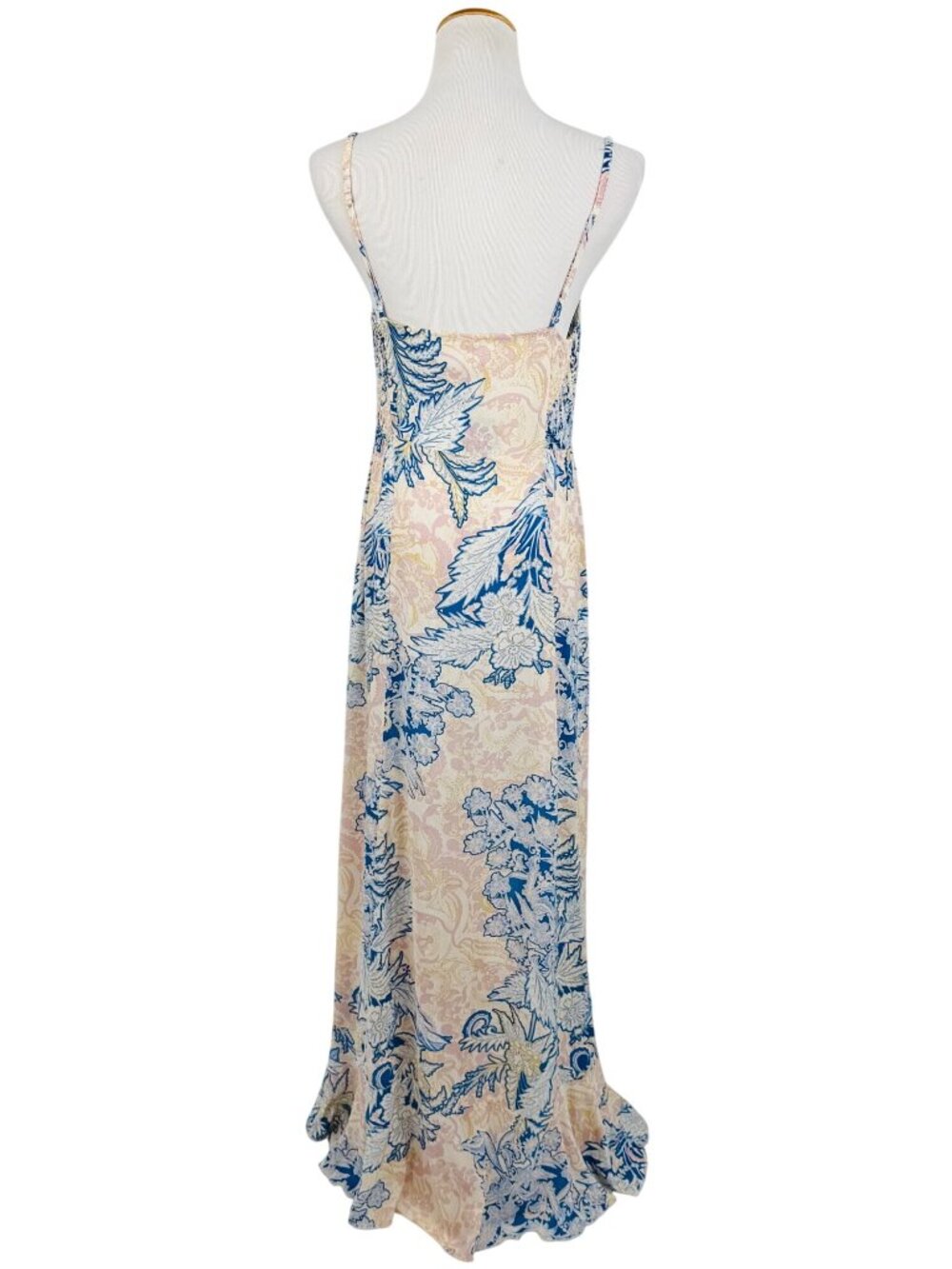 NWT Free People Blue Cream Floral Print Maxi Slip Dress L | Coastal Cowgirl Boho - Picture 8 of 16